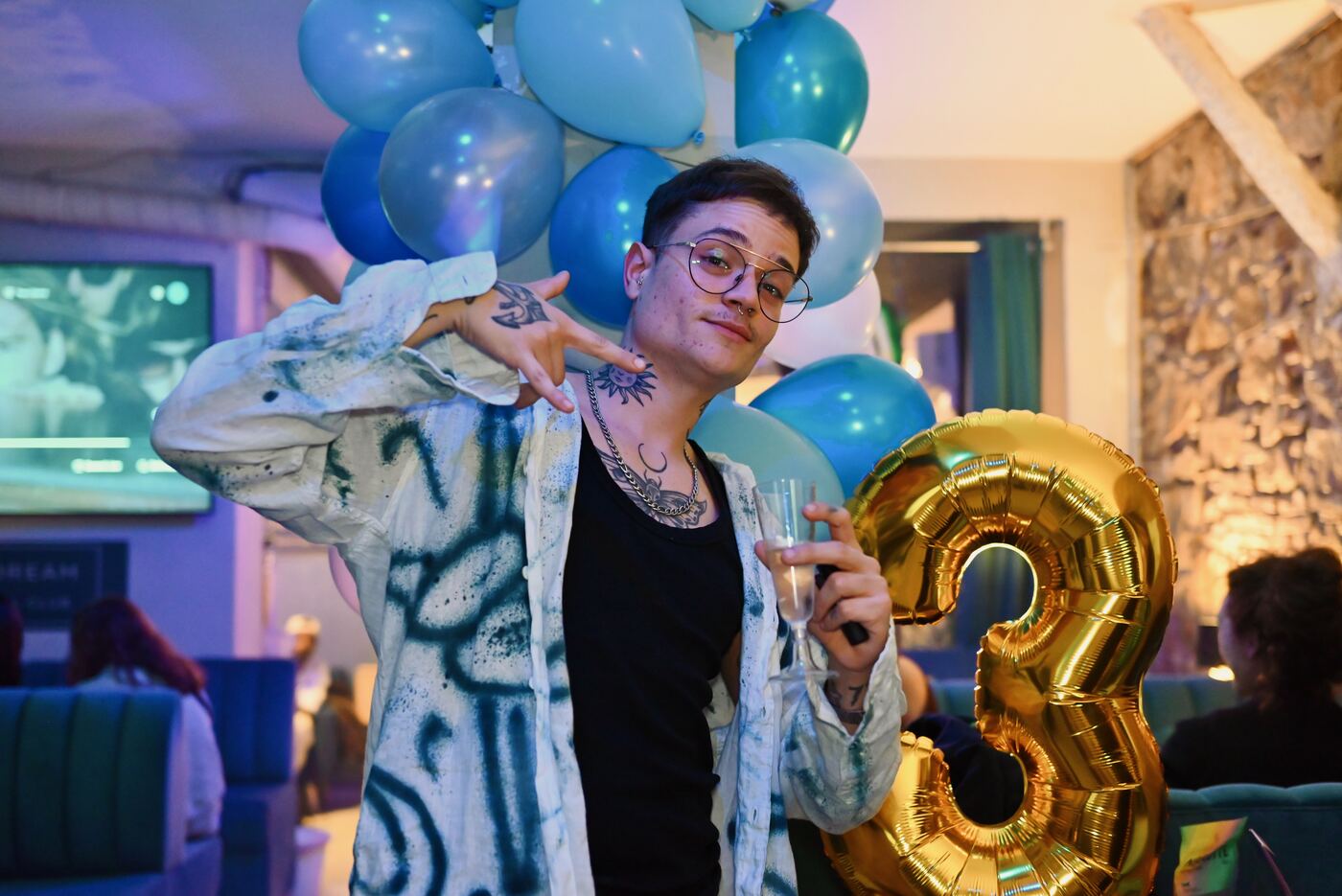 Member celebrating Blue Dream's third anniversary
